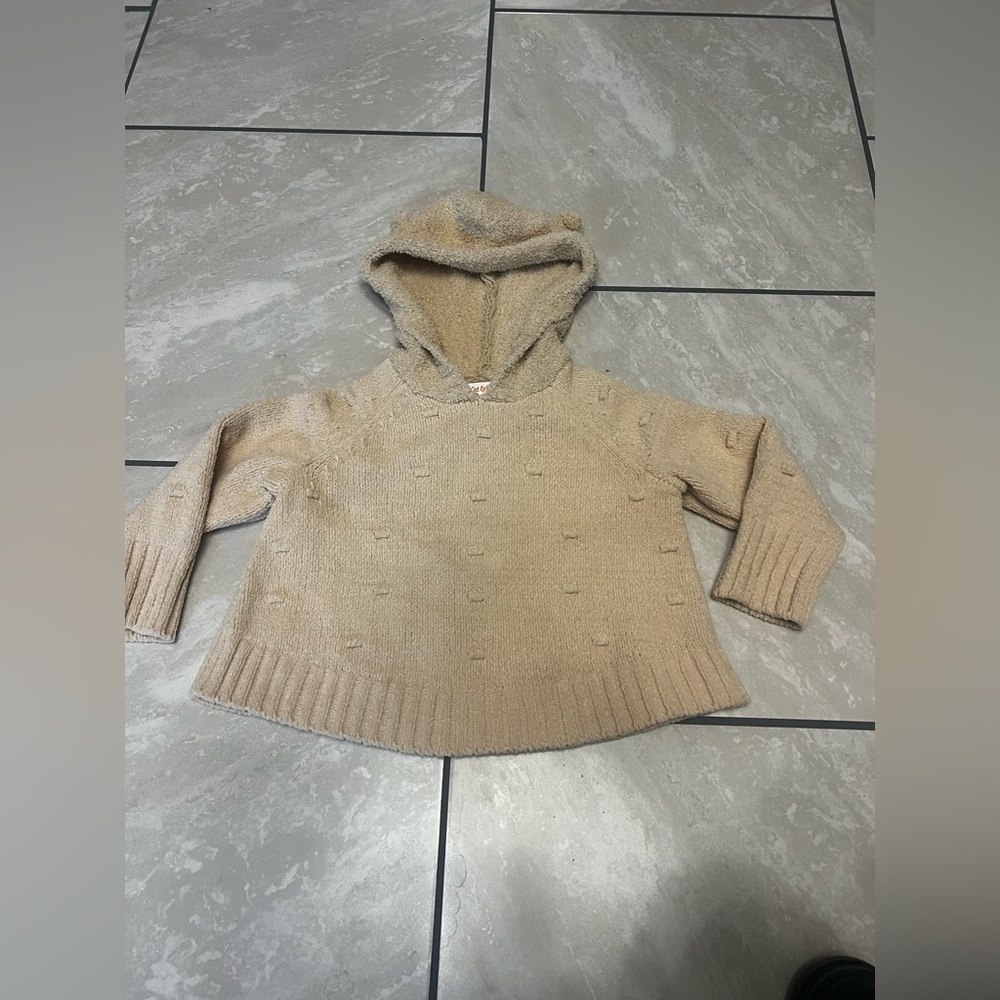 Hooded Bear Pullover Sweater 4T-5T Cat & Jack Toddler Long Sleeve Cozy Tan Nwot